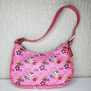 Vintage Hello Kitty Sanrio 2003 Purse Hot Pink Floral Monogram Bag Y2K RARE